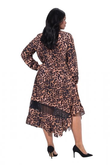 Ulla Popken 842979 Kleid mit Animal-Print Braun - Midikleider - Midikleider für Damen in großen Größen