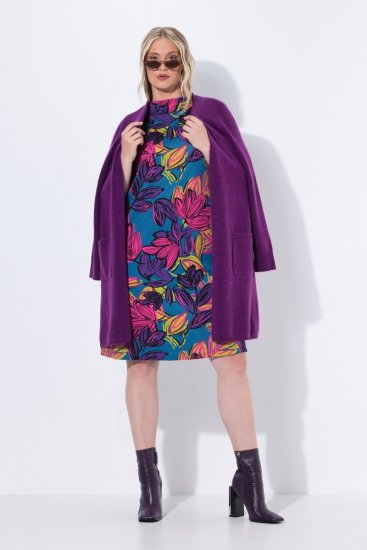 Ulla Popken 843180 Geblümtes Jerseykleid Petrol - Kleider - Kleider für alle Größen