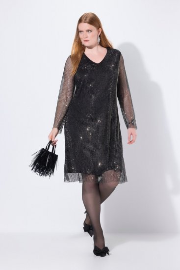 Ulla Popken 843232 Paillettenkleid Grau - Abendkleider - Abendkleider in großen Größen