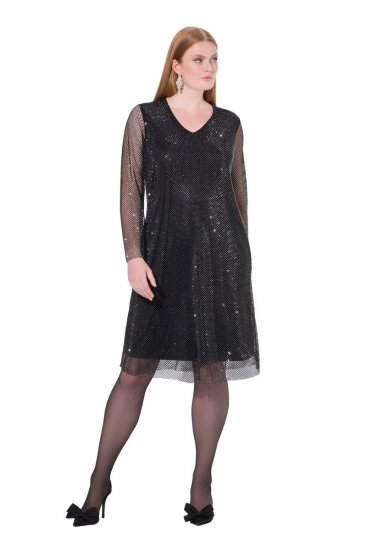 Ulla Popken 843232 Paillettenkleid Grau - Abendkleider - Abendkleider in großen Größen