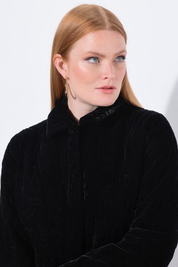 Ulla Popken 843244 Samtjacke Schwarz - Jacken - Damenjacken in großen Größen