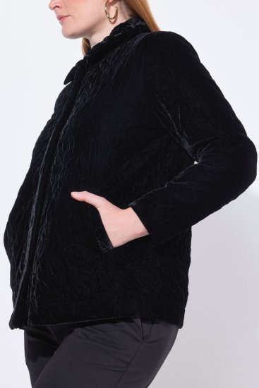 Ulla Popken 843244 Samtjacke Schwarz - Jacken - Damenjacken in großen Größen