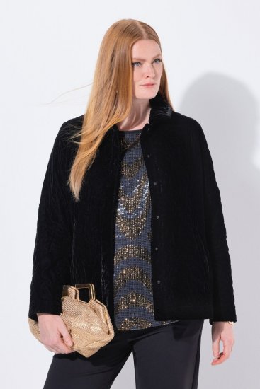 Ulla Popken 843244 Samtjacke Schwarz - Jacken - Damenjacken in großen Größen