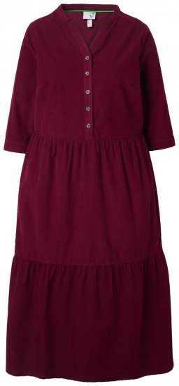 Ulla Popken 843383 Cordkleid mit 3/4-Ärmeln Weinrot - Maxikleider - Maxikleider in großen Größen