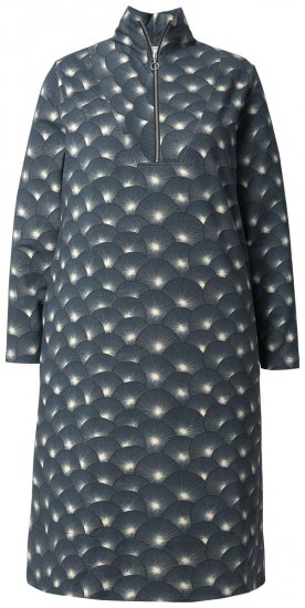Ulla Popken 843506 Gemustertes Sweatkleid Schwarz - Sweatkleider - 