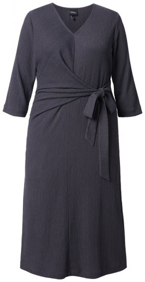 Ulla Popken 843595 Wickelkleid mit 3/4-Ärmeln Grau meliert - Midikleider - Midikleider für Damen in großen Größen