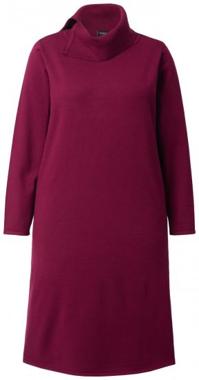 Ulla Popken 843627 Langärmliges Strickkleid mit Rollkragen Weinrot - Midikleider - Midikleider für Damen in großen Größen