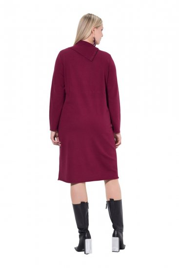 Ulla Popken 843627 Langärmliges Strickkleid mit Rollkragen Weinrot - Midikleider - Midikleider für Damen in großen Größen