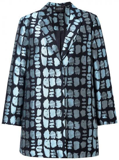 Ulla Popken 843937 Gemusterter Strukturblazer Dunkelblau - Blazer - Blazer in großen Größen für Damen