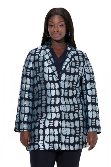 Ulla Popken 843937 Gemusterter Strukturblazer Dunkelblau - Blazer - Blazer in großen Größen für Damen