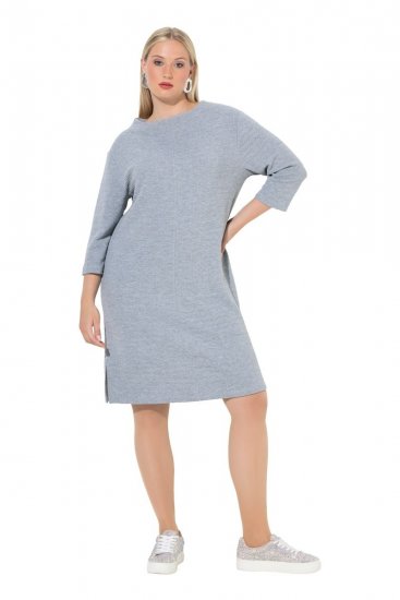Ulla Popken 843999 Kleid mit 3/4-Ärmeln Grau meliert - Kleider - Kleider für alle Größen