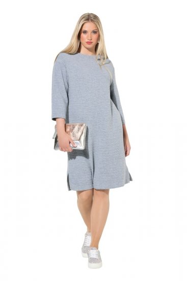 Ulla Popken 843999 Kleid mit 3/4-Ärmeln Grau meliert - Kleider - Kleider für alle Größen