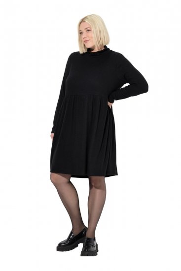 Ulla Popken 844233 Langärmliges Strickkleid Schwarz - Strickkleider - 