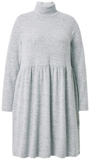 Ulla Popken 844233 Langärmliges Strickkleid mit Rollkragen Grau meliert - Strickkleider - 