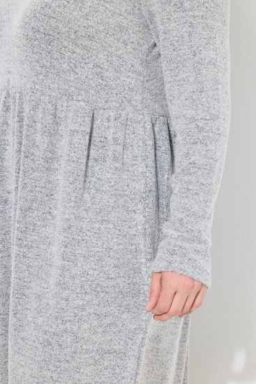 Ulla Popken 844233 Langärmliges Strickkleid mit Rollkragen Grau meliert - Strickkleider - 