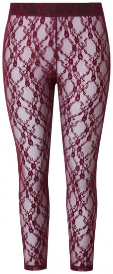 Ulla Popken 844543 Strumpfhose mit Spitze Weinrot - Strumpfhosen & Socken - 