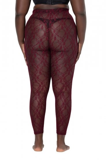 Ulla Popken 844543 Strumpfhose mit Spitze Weinrot - Strumpfhosen & Socken - 