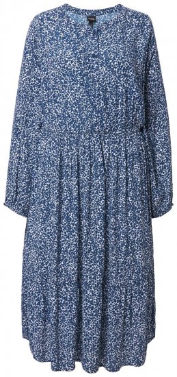 Ulla Popken 844594 Geblümtes Midikleid Dunkelblau - Midikleider - Midikleider für Damen in großen Größen