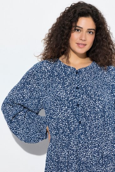 Ulla Popken 844594 Geblümtes Midikleid Dunkelblau - Midikleider - Midikleider für Damen in großen Größen