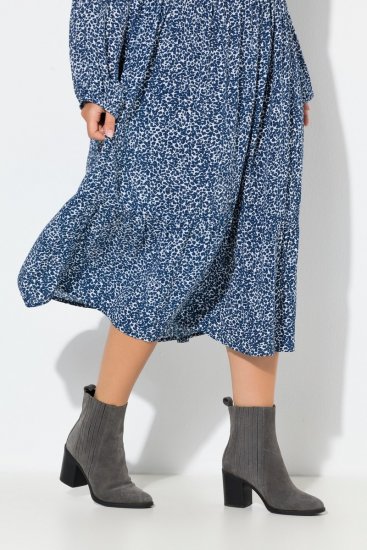 Ulla Popken 844594 Geblümtes Midikleid Dunkelblau - Midikleider - Midikleider für Damen in großen Größen