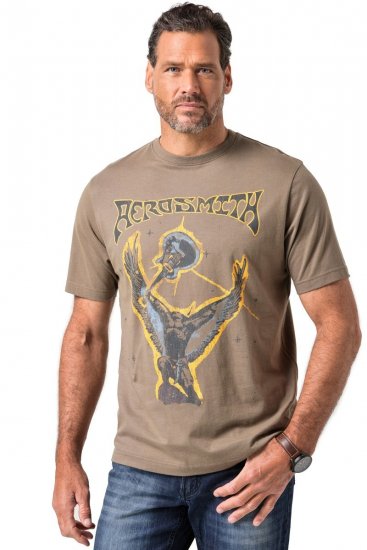 JP1880 844644 Aerosmith T-Shirt Dunkeltaupe - Band-T-shirts - Band T-Shirts in großen Größen
