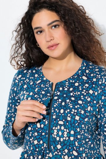 Ulla Popken 844722 Gemustertes Sweatkleid Petrol - Sweatkleider - 