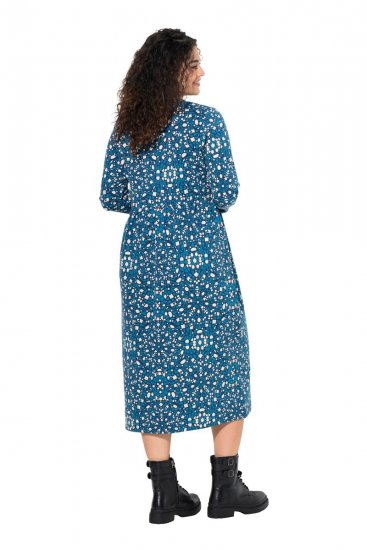 Ulla Popken 844722 Gemustertes Sweatkleid Petrol - Sweatkleider - 