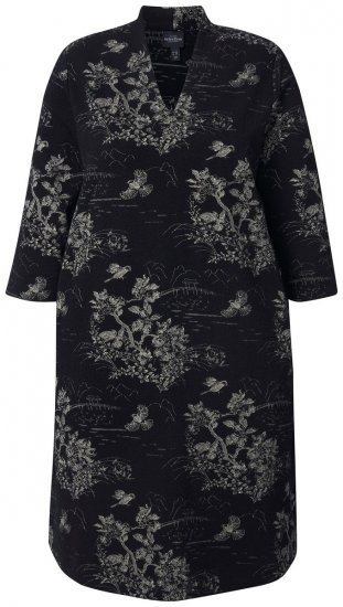 Ulla Popken 844739 Kleid mit 3/4-Ärmeln Schwarz - Midikleider - Midikleider für Damen in großen Größen
