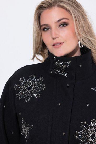 Ulla Popken 844839 Kurze Jacke mit Schneeflocken-Stickerei Dunkelblau - Jacken - Damenjacken in großen Größen