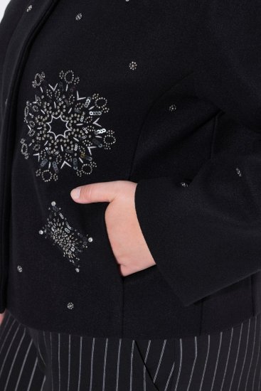 Ulla Popken 844839 Kurze Jacke mit Schneeflocken-Stickerei Dunkelblau - Jacken - Damenjacken in großen Größen