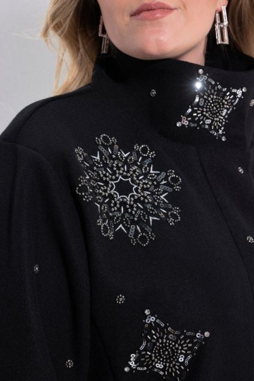 Ulla Popken 844839 Kurze Jacke mit Schneeflocken-Stickerei Dunkelblau - Jacken - Damenjacken in großen Größen