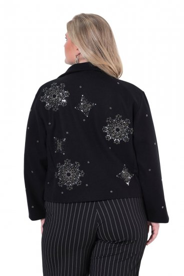 Ulla Popken 844839 Kurze Jacke mit Schneeflocken-Stickerei Dunkelblau - Jacken - Damenjacken in großen Größen