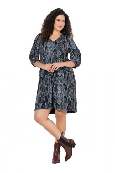 Ulla Popken 844945 Gemustertes Jerseykleid Schwarz - Jerseykleider - 