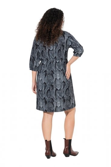 Ulla Popken 844945 Gemustertes Jerseykleid Schwarz - Jerseykleider - 