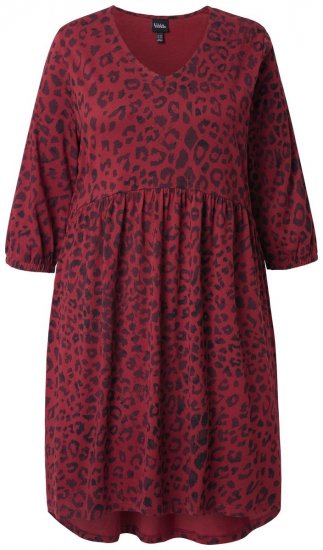 Ulla Popken 844945 Jerseykleid in A-Linie mit V-Ausschnitt Pflaume - Jerseykleider - 