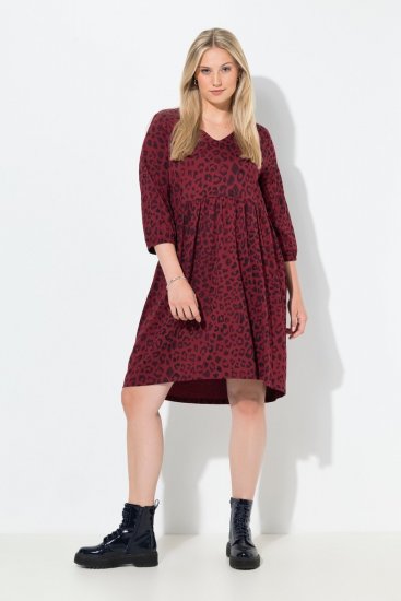 Ulla Popken 844945 Jerseykleid in A-Linie mit V-Ausschnitt Pflaume - Jerseykleider - 