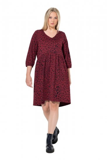 Ulla Popken 844945 Jerseykleid in A-Linie mit V-Ausschnitt Pflaume - Jerseykleider - 