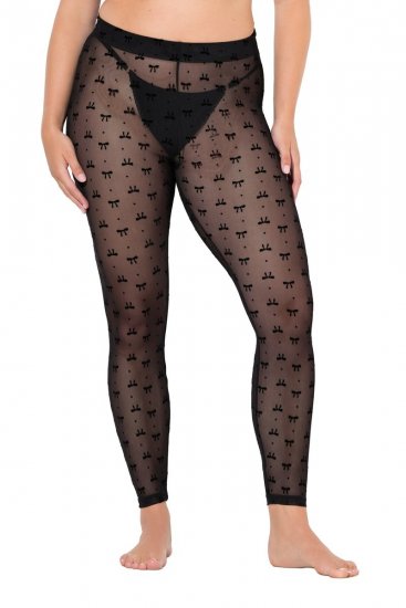 Ulla Popken 844970 Gemusterte Strumpfleggings Schwarz - Strumpfhosen & Socken - 