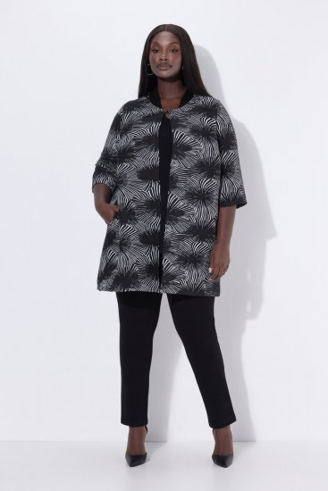 Ulla Popken 844981 Strukturblazer mit Rundhals Schwarz - Blazer - Blazer in großen Größen für Damen