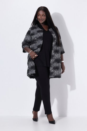 Ulla Popken 844981 Strukturblazer mit Rundhals Schwarz - Blazer - Blazer in großen Größen für Damen