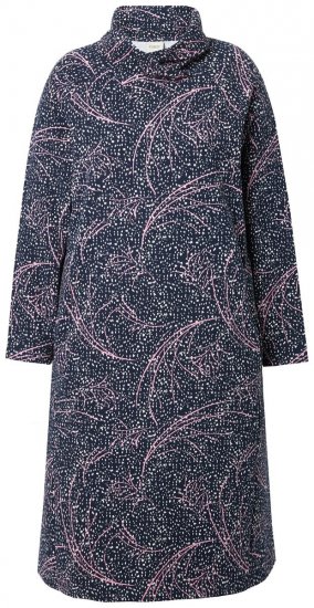 Ulla Popken 844993 Gemustertes Sweatkleid Dunkelblau - Sweatkleider - 