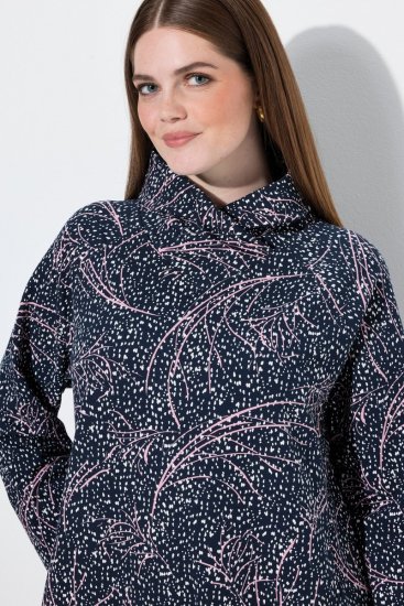 Ulla Popken 844993 Gemustertes Sweatkleid Dunkelblau - Sweatkleider - 