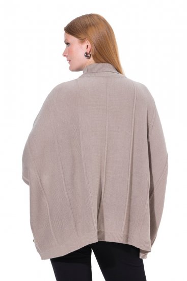 Ulla Popken 844996 Merino-Rippponcho mit Rollkragen Hellbraun - Ponchos & Capes - 