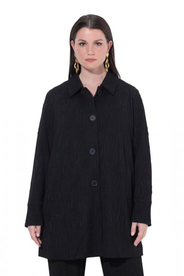 Ulla Popken 845026 Hemdjacke mit Zebrastruktur Schwarz - Jacken - Damenjacken in großen Größen