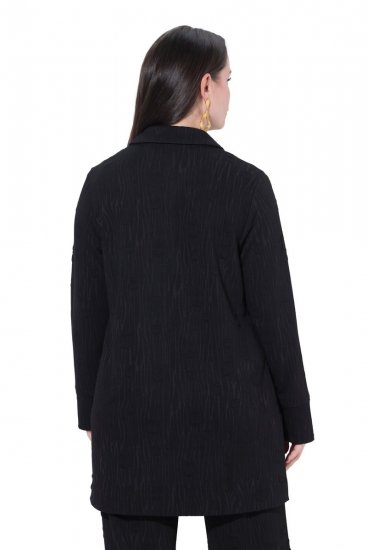 Ulla Popken 845026 Hemdjacke mit Zebrastruktur Schwarz - Jacken - Damenjacken in großen Größen