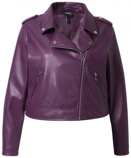 Ulla Popken 845121 Bikerjacke aus Lederimitat Pflaume - Jacken - Damenjacken in großen Größen
