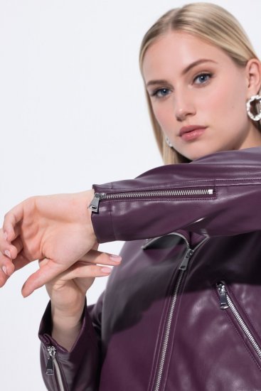 Ulla Popken 845121 Bikerjacke aus Lederimitat Pflaume - Jacken - Damenjacken in großen Größen
