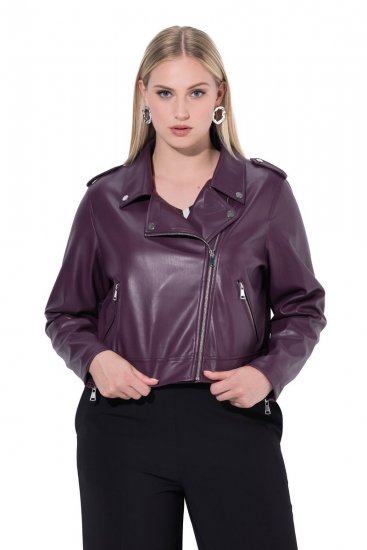 Ulla Popken 845121 Bikerjacke aus Lederimitat Pflaume - Jacken - Damenjacken in großen Größen