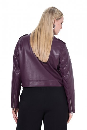 Ulla Popken 845121 Bikerjacke aus Lederimitat Pflaume - Jacken - Damenjacken in großen Größen