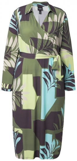Ulla Popken 845122 Gemustertes Midikleid mit Taschen Türkis - Midikleider - Midikleider für Damen in großen Größen